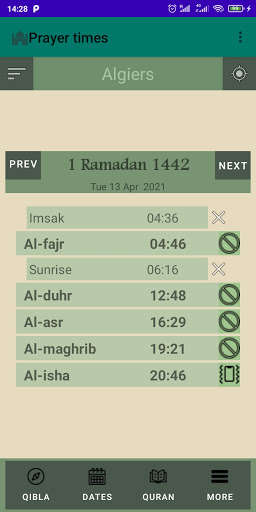 Run android online APK Muslim Prayer times and Qibla from MyAndroid or emulate Muslim Prayer times and Qibla using MyAndroid