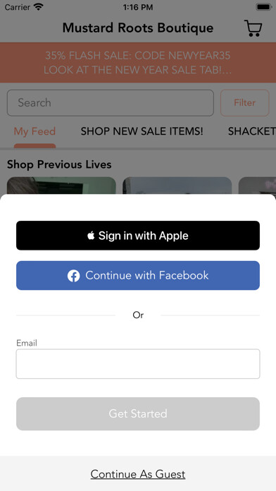 Emulate iPhone app Mustard Roots Boutique using MyAndroid
