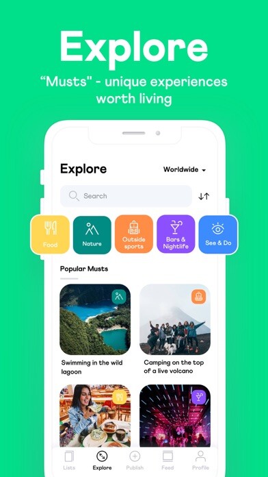 Emulate iPhone app Must: Discover Experiences using MyAndroid
