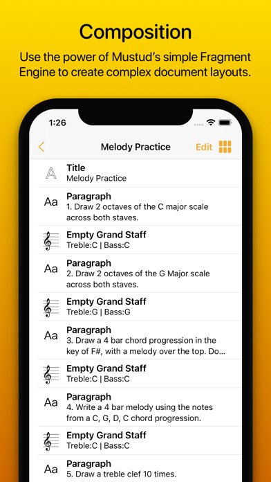 Emulate iPhone app Mustud - Make Music Worksheets using MyAndroid