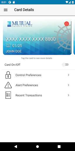 Run android online APK Mutual Credit Union SAMcards Manager from MyAndroid or emulate Mutual Credit Union SAMcards Manager using MyAndroid