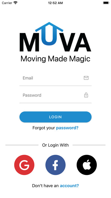 Emulate iPhone app Muva: Moving & Shipping using MyAndroid