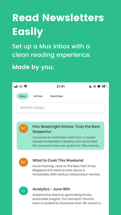 Emulate iPhone app Mux: Read newsletters easily using MyAndroid