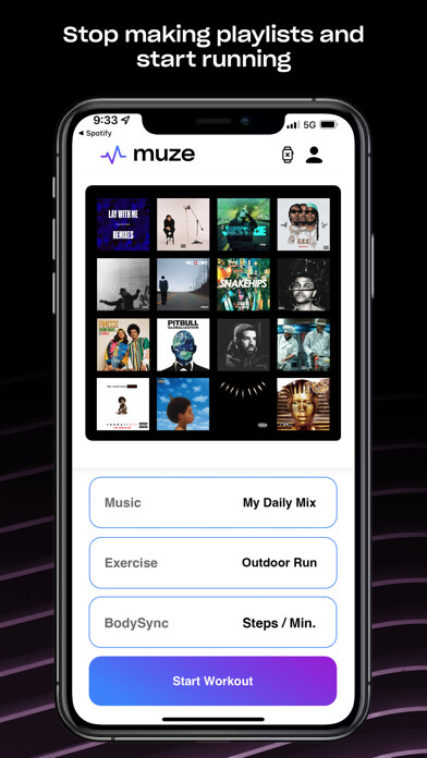 Emulate iPhone app Muze Better Workout Music using MyAndroid