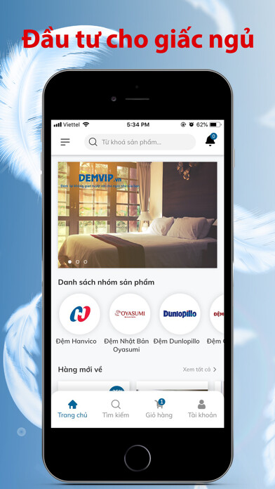 Emulate iPhone app Đệm Vip - Chăn ga gối đệm hạng using MyAndroid