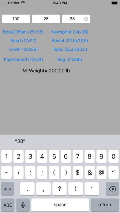 Emulate iPhone app M-Weight Calculator using MyAndroid