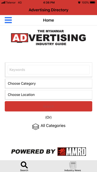 Emulate iPhone app Myanmar Advertising Directory using MyAndroid