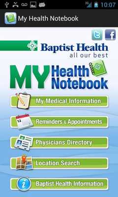Emulate Android APK My Baptist Health Notebook