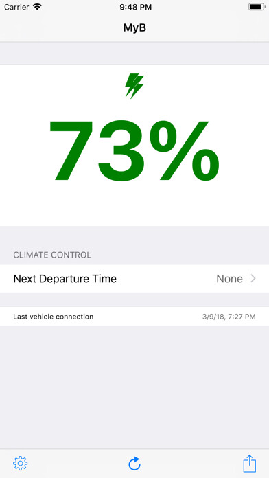 Emulate iPhone app MyB - EV Charge and Departure using MyAndroid