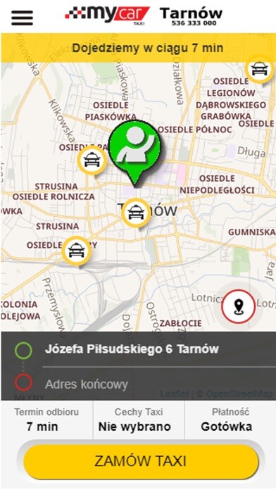 Emulate iPhone app myCar Taxi Tarnów 536 333 000 using MyAndroid