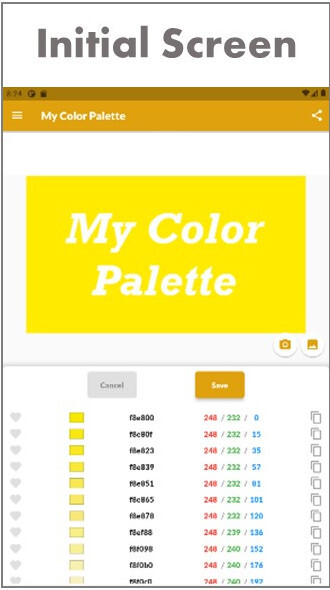 Emulate iPhone app My Color Palette using MyAndroid