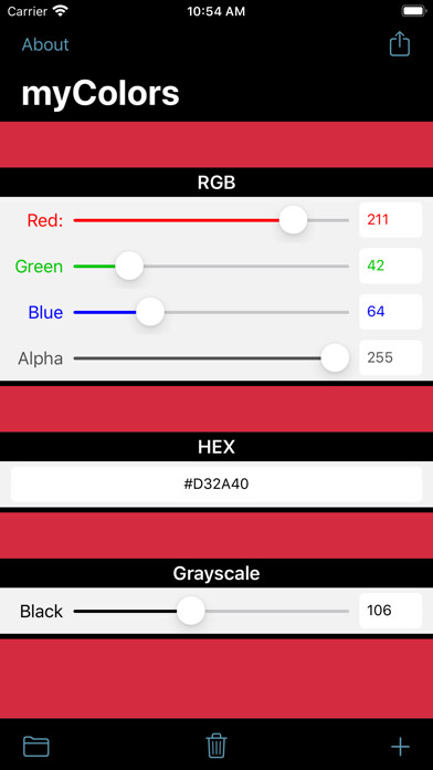 Emulate iPhone app myColors - Cloud Color Picker using MyAndroid