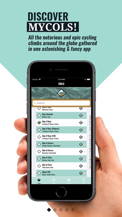 Emulate iPhone app myCols - your cycling climbs using MyAndroid