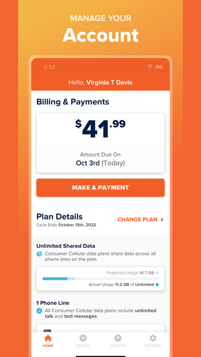 Emulate iPhone app My Consumer Cellular using MyAndroid