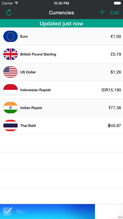 Emulate iPhone app My Currencies using MyAndroid