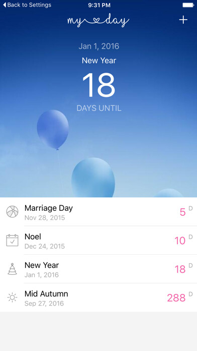 Emulate iPhone app MyDates-countdown 倒数日‼(free) using MyAndroid Emulate iPhone app MyDates-countdown 倒数日‼(free) using MyAndroid
