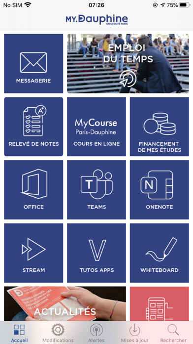 Emulate iPhone app My.Dauphine – Etudiants using MyAndroid