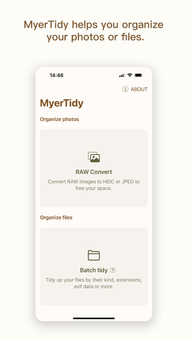 Emulate iPhone app MyerTidy - RAW files organizer using MyAndroid Emulate iPhone app MyerTidy - RAW files organizer using MyAndroid