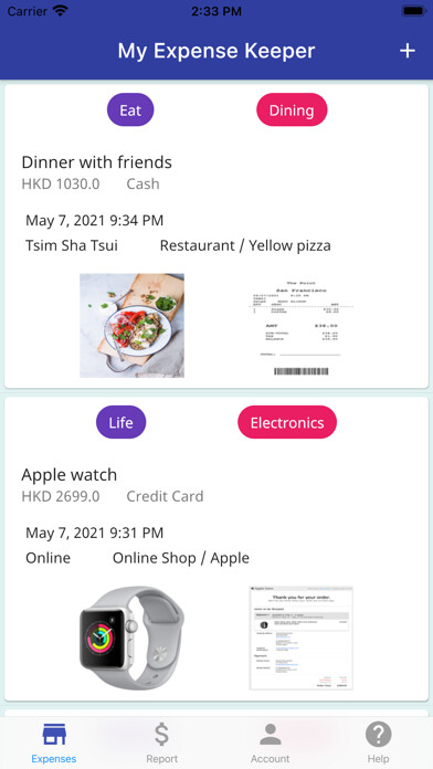 Emulate iPhone app My Expense Keeper using MyAndroid