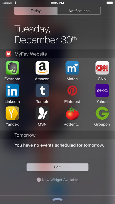 Emulate iPhone app MyFav Website Widget - launch my browser bookmarks in Notification Center using MyAndroid