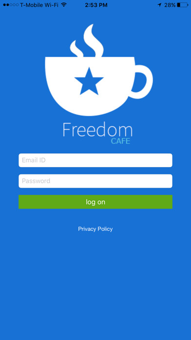 Emulate iPhone app My Freedom Cafe using MyAndroid