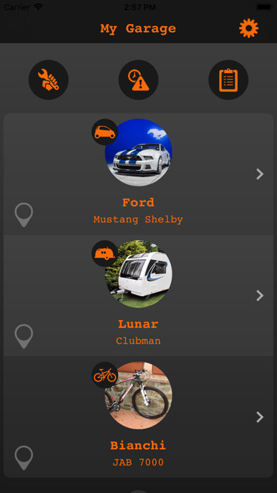 Emulate iPhone app My Garage - Manage Vehicles using MyAndroid