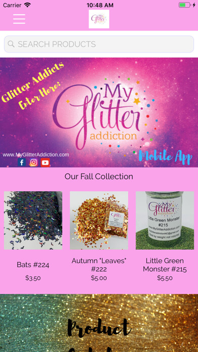 Emulate iPhone app My Glitter Addiction using MyAndroid