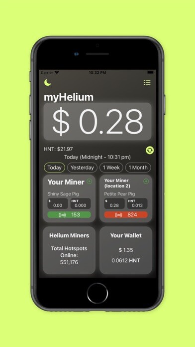 Emulate iPhone app myHelium - Track your miners using MyAndroid