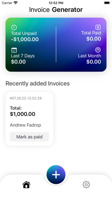 Emulate iPhone app My invoice generator app using MyAndroid