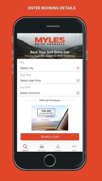 Emulate iPhone app Myles - Self Drive Car Rental using MyAndroid Emulate iPhone app Myles - Self Drive Car Rental using MyAndroid