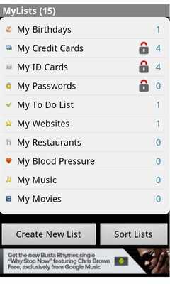 Emulate Android APK MyLists and Databases