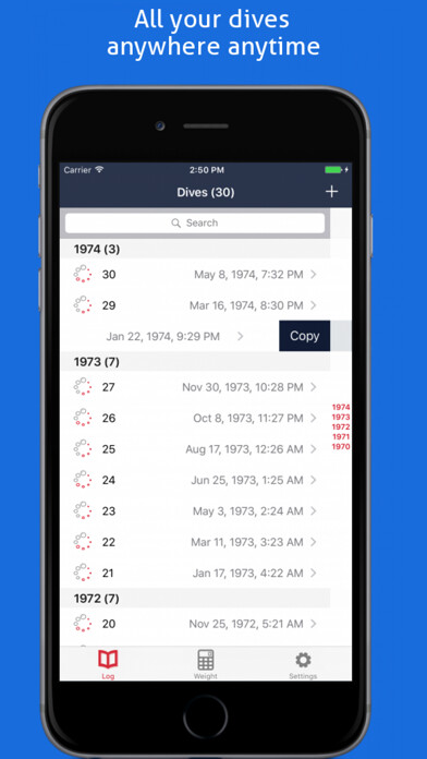 Emulate iPhone app My Log Buddy - logbook for SCUBA divers using MyAndroid