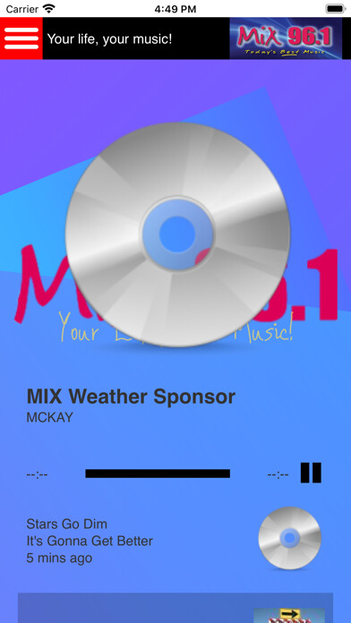 Emulate iPhone app My Mix 96.1 using MyAndroid