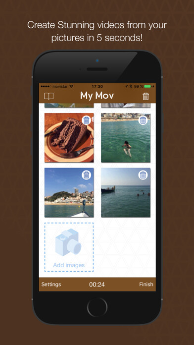Emulate iPhone app MyMov for Instagram Edition Video Editor - Convert your photos in videos slideshow using MyAndroid