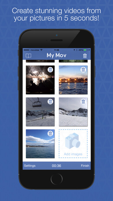Emulate iPhone app MyMov Photo to Video Editor - Convert your photos in videos slideshows using MyAndroid