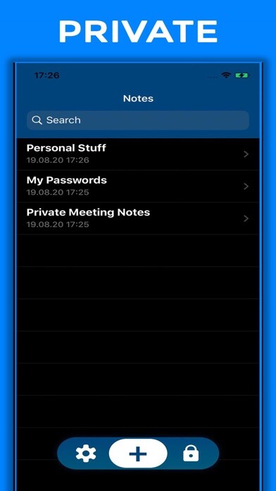 Emulate iPhone app myNotes Secure Private Notepad using MyAndroid