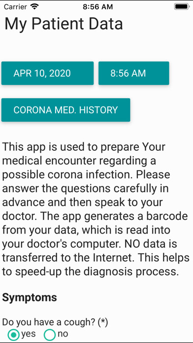 Emulate iPhone app My Patient Data using MyAndroid