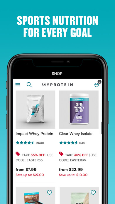 Emulate iPhone app Myprotein: Fitness & Nutrition using MyAndroid
