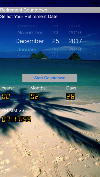 Emulate iPhone app My Retirement Countdown App using MyAndroid