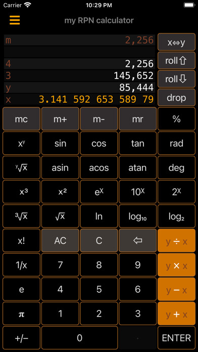 Emulate iPhone app My RPN Calculator using MyAndroid
