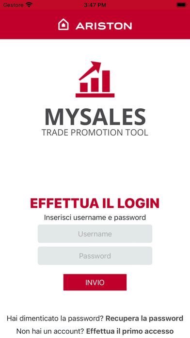 Emulate iPhone app My Sales Ariston using MyAndroid
