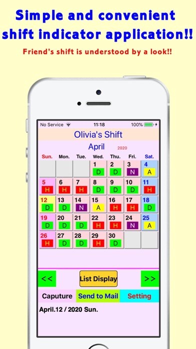 Emulate iPhone app MyShiftCalendarYou using MyAndroid