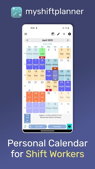 Emulate iPhone app My Shift Planner - Calendar using MyAndroid