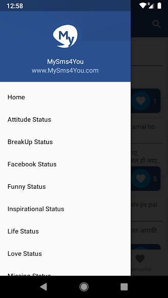 Run android online APK MySms4You : Shayari  Status from MyAndroid or emulate MySms4You : Shayari  Status using MyAndroid