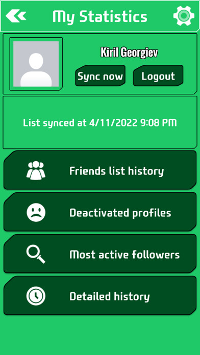 Emulate iPhone app My Statistics - Social Tracker using MyAndroid