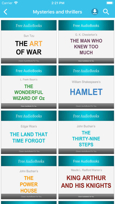 Emulate iPhone app Mysteries & Thriller Audiobook using MyAndroid