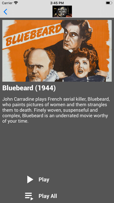 Emulate iPhone app Mystery Movies Now using MyAndroid