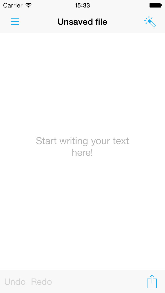 Emulate iPhone app MyTexT Free - Text editor with Fleksy keyboard support using MyAndroid