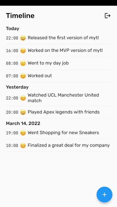 Emulate iPhone app MyTimeline : Mood Tracker using MyAndroid