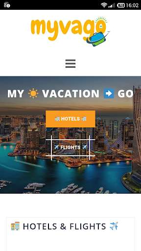 Emulate Android APK Myvago Search Hotels Flights